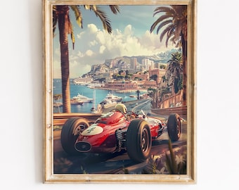 Póster de carreras en el pit lane del Gran Premio de Mónaco de F1 (Descarga digital)