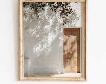 Mediterranean Courtyard Print – Rustic Sunlit Door, Coastal Serenity (Digital Download)