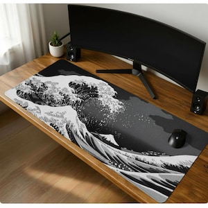 g Wave of Kanagawa Mousepad: Minimalist Japanese Desk Mat