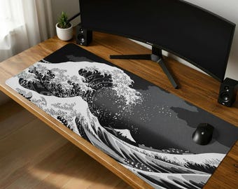 g Wave of Kanagawa Mousepad: Minimalistische japanische Schreibtischunterlage