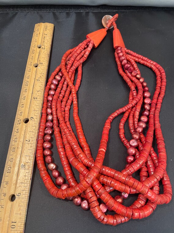 Multistrand twisted Cinnamon Rust Color Beaded Ro… - image 2