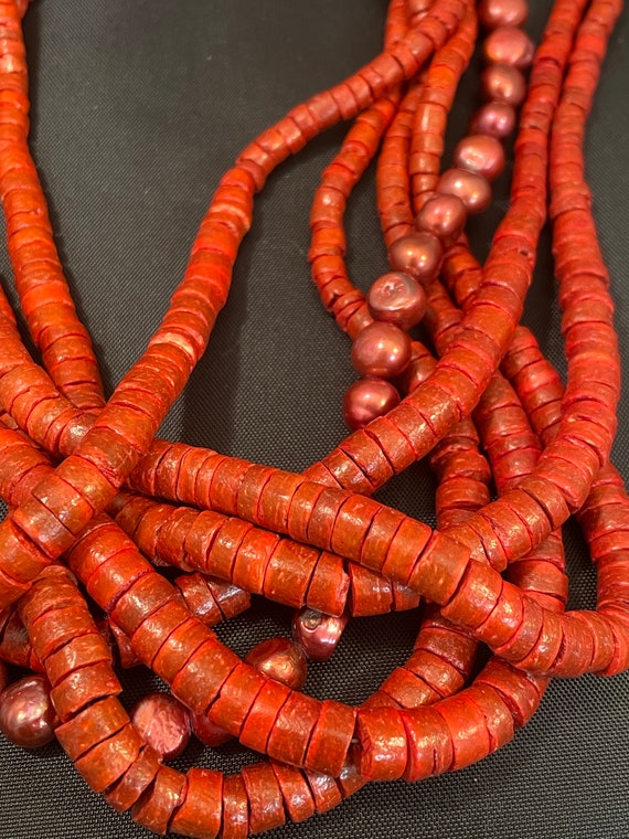 Multistrand twisted Cinnamon Rust Color Beaded Ro… - image 3