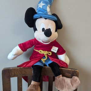 Vintage Disney Fantasia Mickey Mouse Plush | Sorcerer's Apprentice Mickey | Classic Movie Memorabilia image 1