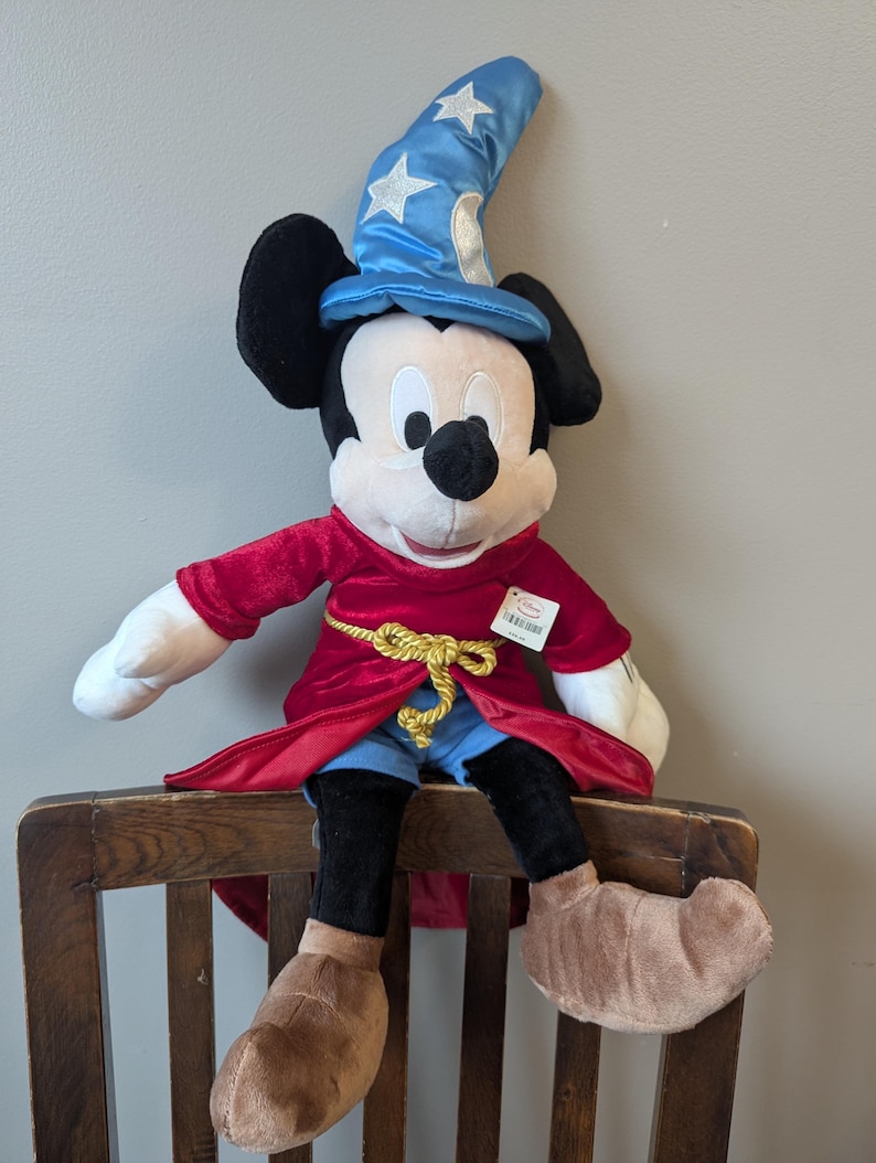 Vintage Disney Fantasia Mickey Mouse Plush | Sorcerer's Apprentice Mickey | Classic Movie Memorabilia image 1
