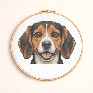 Realistic Beagle Cross Stitch Pattern - Dog Portrait - Pet Embroidery Chart - Beginner Friendly