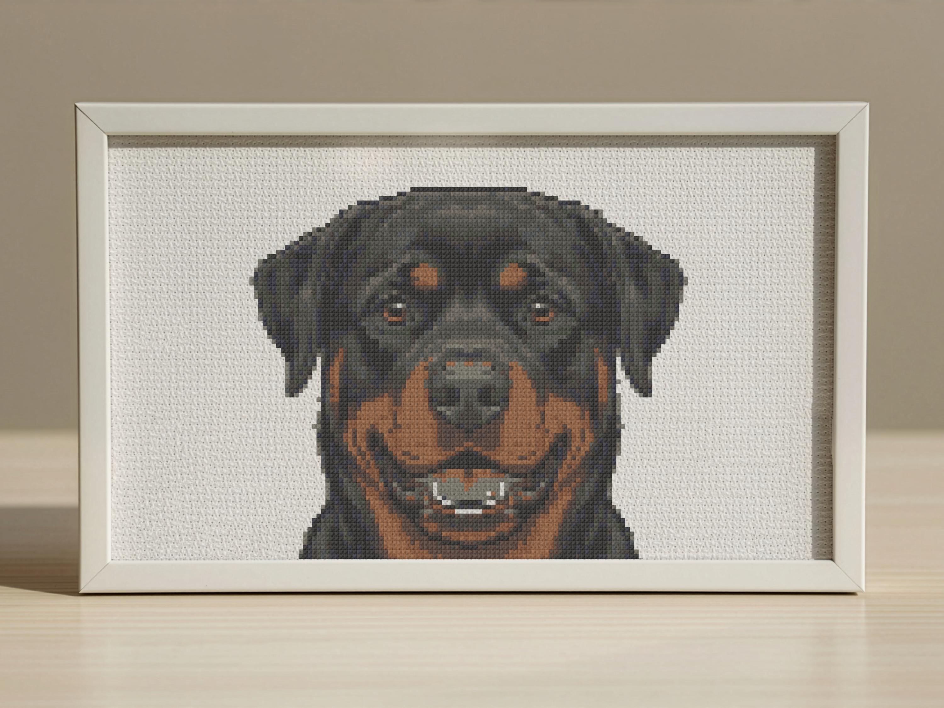 Realistic Rottweiler Cross Stitch Pattern – Lifelike Dog Breed ...