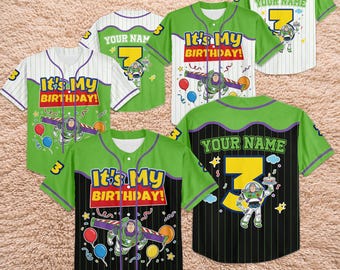 Camiseta de béisbol personalizada de Buzz Lightyear para cumpleaños, camiseta personalizada de Toy Story, camiseta de vacaciones en Disneyland.