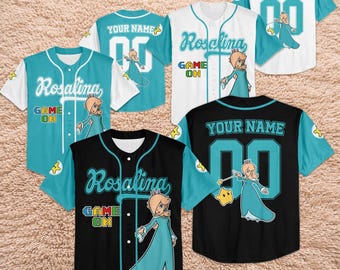 Koszulka baseballowa z motywem księżniczki Rosaliny, spersonalizowana koszulka Super Mario, koszulka urodzinowa dla dziewczynki