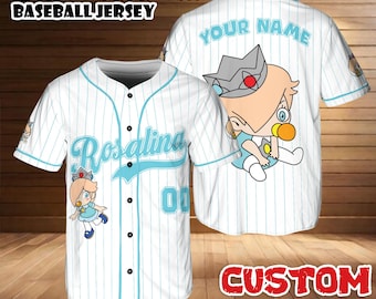 Koszulka baseballowa Baby Rosalina na zamówienie, koszulka Super Mario Nintendo, spersonalizowany strój rodzinny