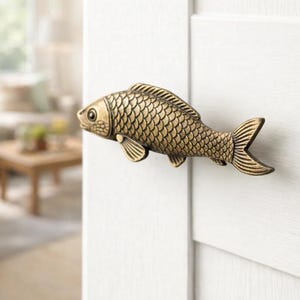 Handgemaakte messing arowana drakenvis deurklink | Feng Shui-kastgreep | Unieke Lucky Home-hardware