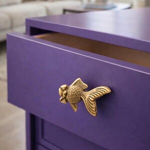 Handmade Brass Butterfly & Goldfish Cabinet Hook | Decorative Drawer Handle | Whimsical Home Wall Hook