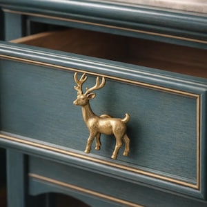 Handgemaakte messing elanddeurkruk | Rustieke dierenkastgreep | Op de natuur geïnspireerde hardware voor thuis