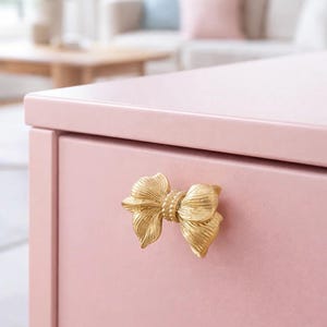 Handmade Brass Bow Door Handle | Elegant Cabinet Pull | Charming Home Decor Hardware