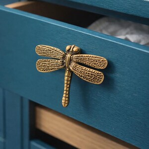Handmade Brass Dragonfly Door Handle | Nature-Inspired Cabinet Pull | Whimsical Home Decor Hardware