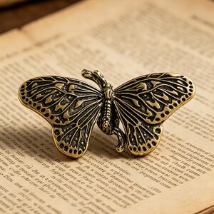 Brass Butterfly Cabinet Handle – Romantic Perching Wardrobe & Drawer Pull, Handmade Warm Natural Home Decor