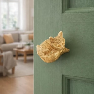 Fox messing deurklink haak, handgemaakte dieren muurhaak, rustieke kastknop, bosdecor, schattig huisaccent, housewarmingcadeau