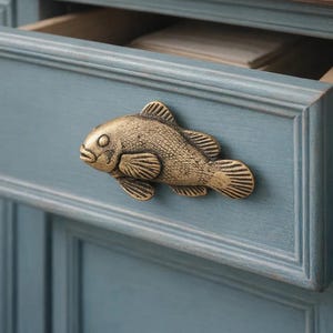 Handmade Brass Clownfish Cabinet Handle | Nautical Drawer Pull | Ocean-Themed Home Decor Hardware