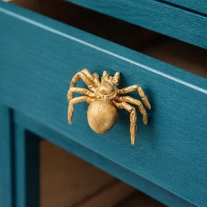 Handmade Brass Spider Door Handle | Whimsical Cabinet Pull | Unique Home Decor Hardware