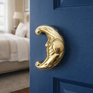 Handforged Sun & Moon Brass Handle – Celestial Drawer Pull, Artisan Home Decor, Warm Natural Style, Housewarming Gift