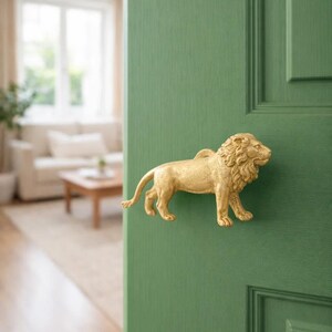 Handmade Brass Lion Door Handle | Majestic Animal Cabinet Pull | Unique Home Decor Hardware