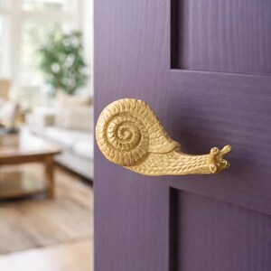 Handmade Brass Snail Cabinet Pull | Unique Curved Drawer Handle | Whimsical Home Decor Hardware