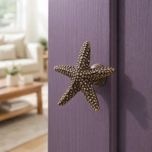 Handmade Ocean Starfish Door Handle | Nautical Cabinet Pull | Coastal Home Decor Hardware