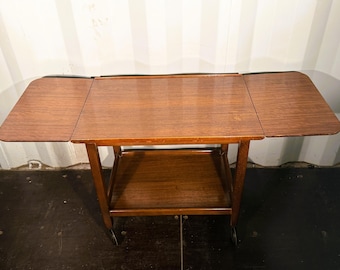 Chariot à thé vintage Mid Century Drop Leaf, chariot de service pour thé, table à cocktail