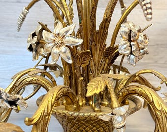 Vintage Italian Florentine Hollywood Regency Brass Chandeliers Wall Lights