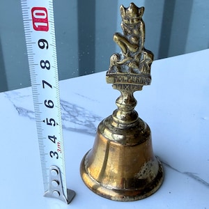 Vintage Brass Pixie Bell, Polperro Souvenir, Cornwall Collectible 10cm