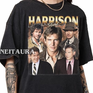 Vintage Harrison Ford Graphic Tee, Indiana Jones Actor Streetwear Shirt