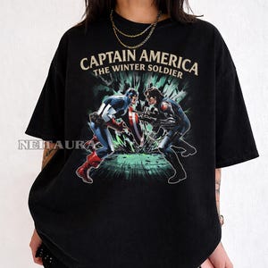 Captain America Winter Soldier T-Shirt, Steve Rogers Bucky Barnes Graphic Tee image 5