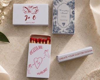 Custom Wedding Matchboxes, Personalized Matches with Names & Date, Wedding Favor Matches, Custom Matchbox Favors for Guests