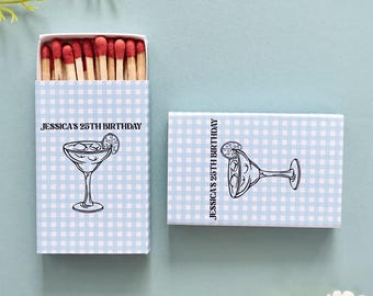 Custom Birthday Matchboxes, Checkered matchbox, Party Favors