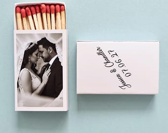 Custom photo wedding matchbox, Party favor Keepsake
