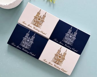 Personalized Matchboxes, Custom Skyline Design, Bulk Wedding Favors