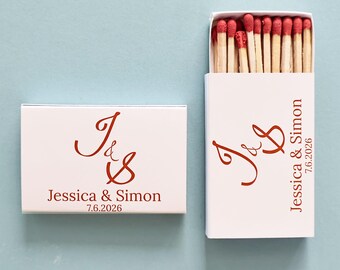 Personalized Wedding Matchboxes, Monogram Matchbox Favors,Custom Save the Date Keepsake