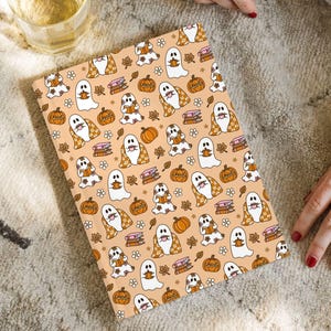 Fall Ghost Hardcover Journal, Bookish Notebook, Cute Halloween Journal, Pumpkin Ghost Writing Journal, Cozy Reader Gift, Autumn Diary