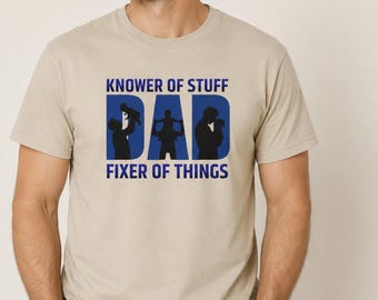 Maglietta per papà, "Sapere tutto, Riparare le cose", divertente regalo per la festa del papà, regalo per papà da parte di figli, figlia, figlio, maglietta originale