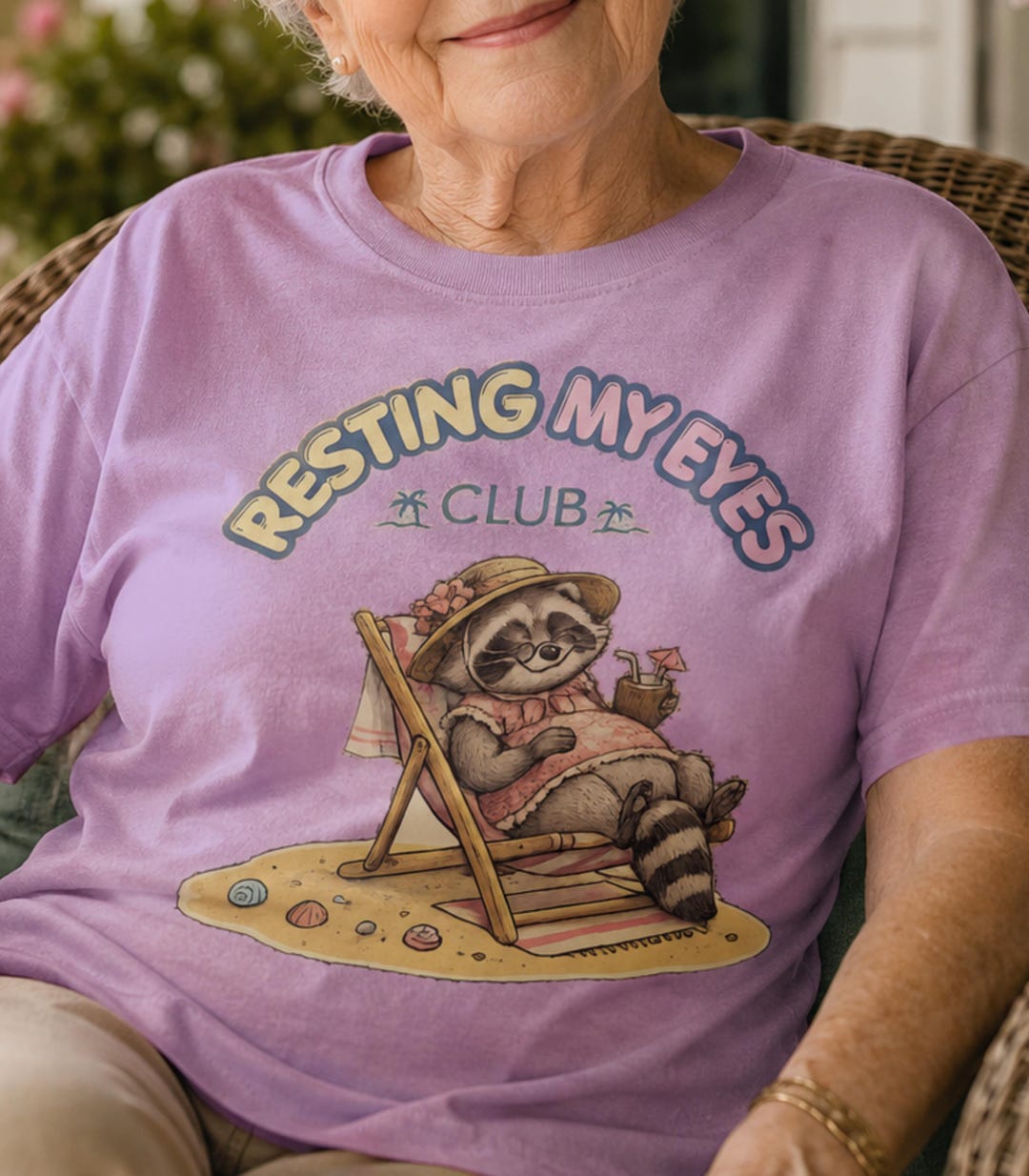 Resting My Eyes Club Shirt, Funny Raccoon Beach T-shirt, Gift for ...