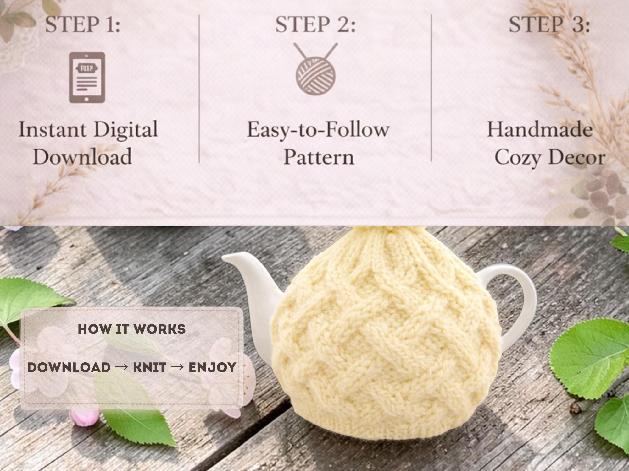 Diamond Pattern Texture Teapot Cable Knit Tea Cozy Pattern, Diamond Texture Teapot Cover (PDF Download ...