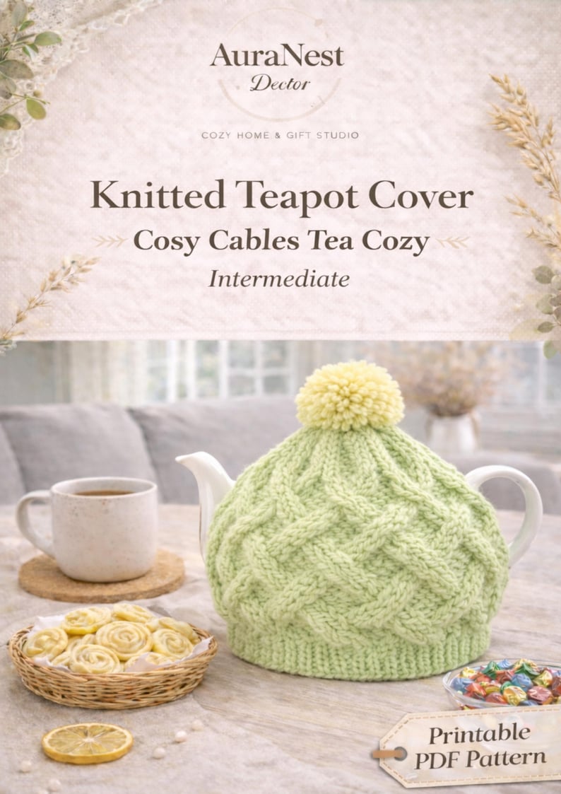Diamond Pattern Texture Teapot Cable Knit Tea Cozy Pattern, Diamond Texture Teapot Cover (PDF Download ...