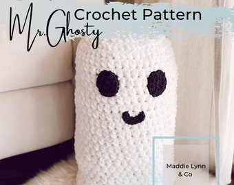 PATRÓN DE CROCHET - Almohada Fantasma, Almohada Halloween, Patrón Halloween Ganchillo, Fantasma Ganchillo