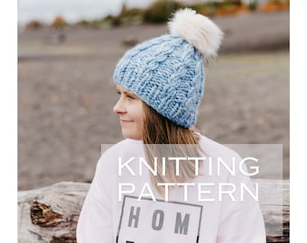 Strickanleitung für Damenmütze | Uptown Girl Beanie - Damen Strickmütze Muster | Winter Strickmütze Muster | Super Volumenstrickmuster |