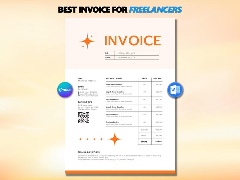 Freelancer Invoice Template | Editable Canva Invoice | Professional ...