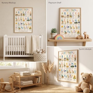 Christian ABC Alphabet Homeschool Poster | Bible Verse Wall Art for Kids Room (8x10) image 3