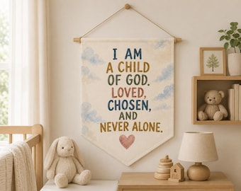 Child of God Nursery Banner, Colorful Wall Hanging, Gender Neutral Kids Decor