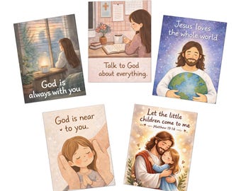 Paquete de 5 tarjetas de ánimo con versículos bíblicos / Juego de tarjetas de felicitación cristianas