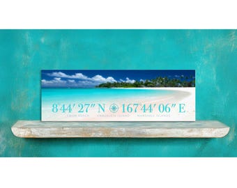Emon Beach Panoramic Coordinate Print 8" x 24" Canvas