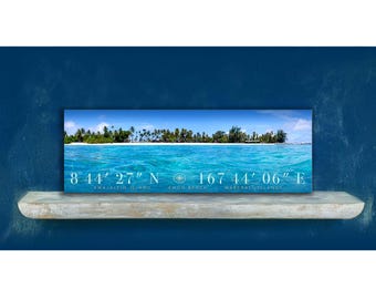 Emon Beach From The Water Coordinate Print - 8 x 24