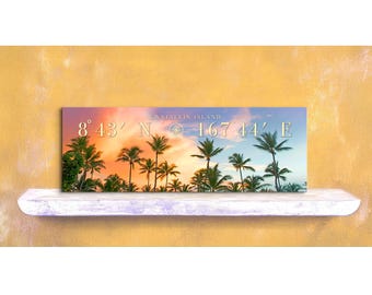 Kwaj Palms Coordinates  8 x 24 Canvas